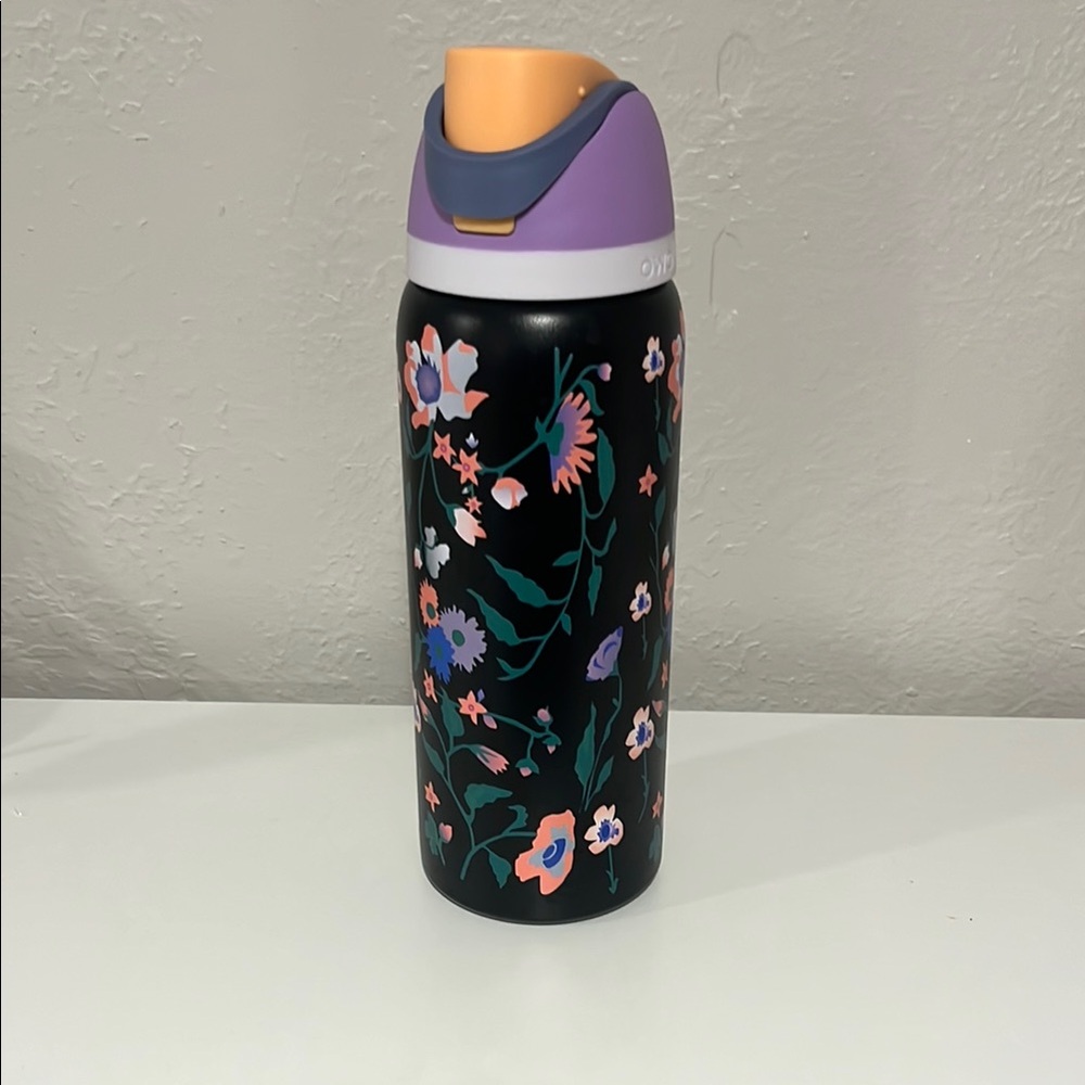 Floral Black Owala water bottle